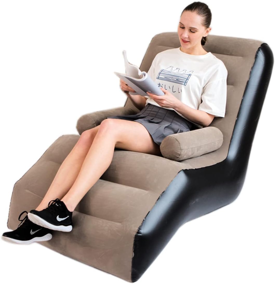 Inflatable Lazy Sofa Chair with Household air Pump – Portable Air Sofa Recliner –Armrest Seating Inflatable Sofa Chair–Foldable Lounge Chair for Living Room/Bedroom/Office/Travel/Camping_Brown-image-41