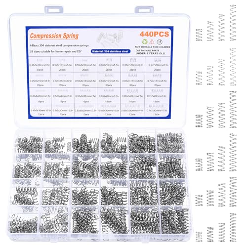 440 Pièces Ressort de Compression, Assortiment de Ressorts de Pression, Petit Ressort de Traction en Acier Inoxydable, Ressorts de Tension Hélicoïdaux pour...