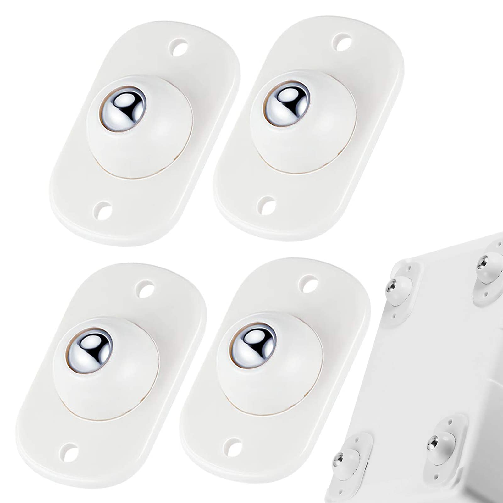 Trifecta Self Adhesive Caster Wheels Mini Swivel Wheels Stainless Steel Paste Universal Wheel 360 Degree Rotation Sticky Pulley for Bins Bottom Storage Box Furniture Trash Can(Set of 4)