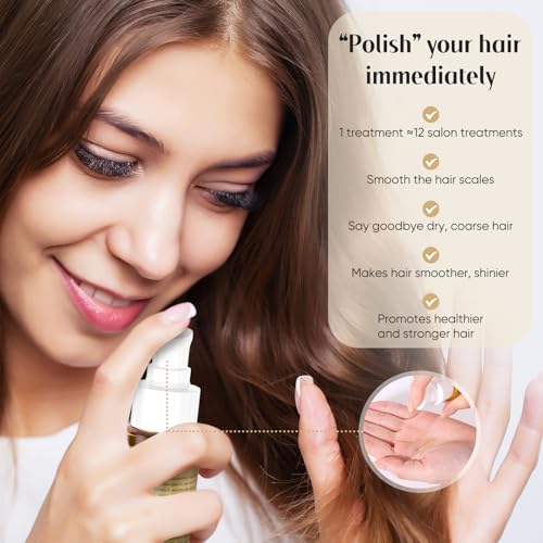 Greeonil 24K Gold Argan, Coconut, And Olive Oil Serum For Frizz Control, Shine, And Split End Repair - Nourishing Hair Treatment With Vitamin E thumb #2