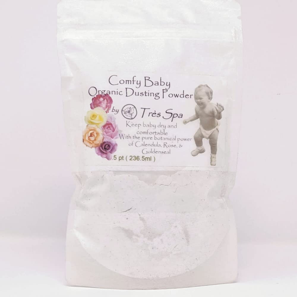 Très Spa Organic Comfy Baby Powder - Pure Botanicals to keep baby dry and comfortable | Natural Body Powder that is Talc Free, Clay Free, & Non GMO (.5pt Bulk Bag)