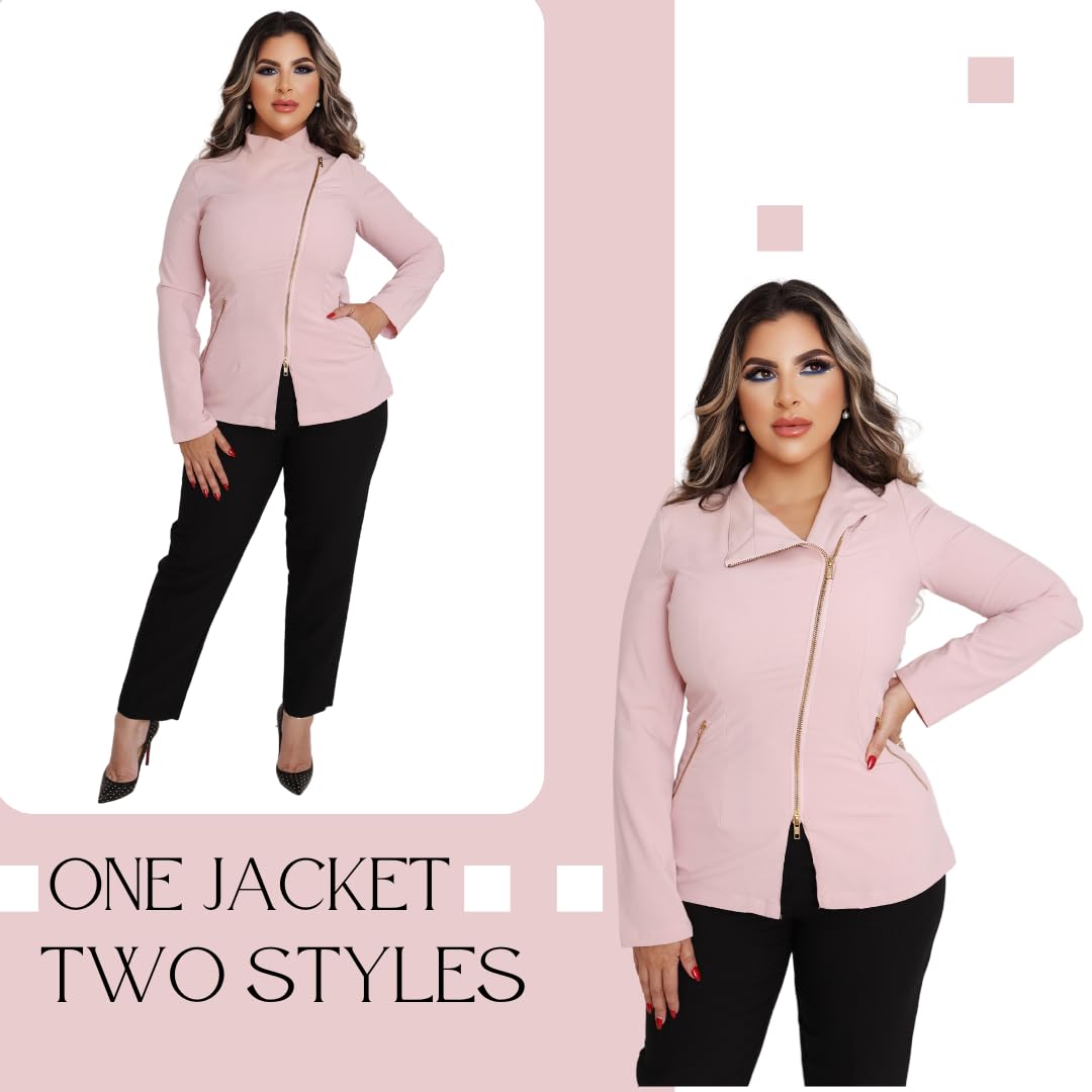 All in Beauty Top Scrubs for Women, Long Sleeve Pink Aestheticians Uniform for Spa. Bleach Proof Stylist Jacket (S)