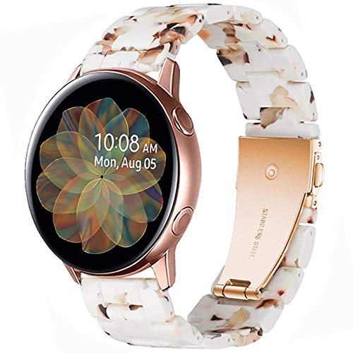 Miimall Bracelet en Résine pour Samsung Galaxy Watch 5 Pro 45mm/5 40mm 44mm, 20mm Bande de Remplacement pour Samsung Galaxy Watch 4 40mm 44mm/4 Classic 42mm 46mm/Active 2 40mm 44mm -Nougat Blanc