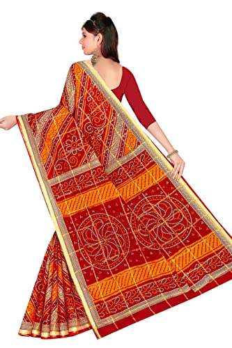 Image of TAMAIRA FASHION Mulmul Pure Cotton Saree For Woman Gharchola Bandhani Printed |Office Wear Daily Wear Sarees For Women Without Blouse Piece