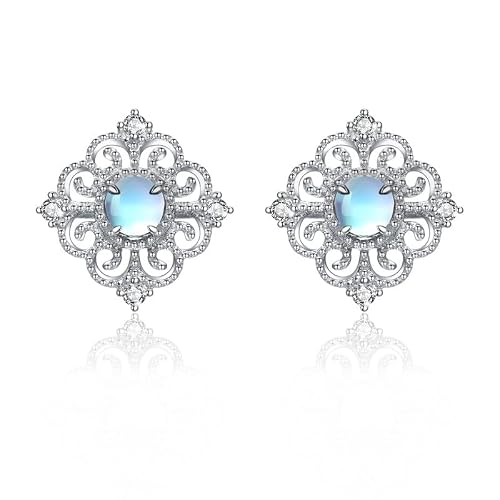 Blue Moonstone Stud Earrings