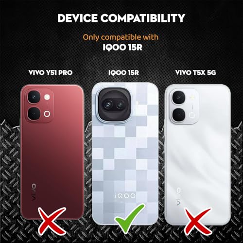 Image of Polycarbonate Crystal Clear Back Cover Case for iQOO 15R 5G | 360 Degree Protection | Shock Proof Design | Transparent Back Cover for iQOO 15R 5G - Black Bumper