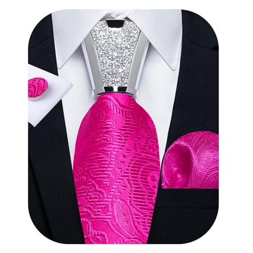 Image of DiBanGu Silk Men's Tie Set Jacquard Woven Ties and Pocket Square Fashion Necktie and Handkerchief Cufflinks Tie Accessories