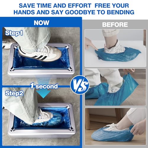 Shoe Cover Dispenser Containing 200pcs Shoe Covers Disposable Non Slip High Quality Automatic Shoe Cover Machine with Disposable Shoe Covers for Indoors for Most Occasion and Shoes Size