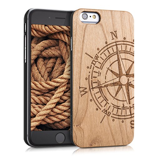 kwmobile Carcasa Compatible con Apple iPhone 6 / 6S - Funda de Madera para móvil - compás
