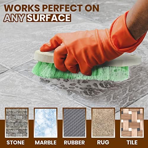 Scrubeze Wooden Scrubbing Brush Heavy Duty with Hanging Hole - PP Hard Bristles Brush for Cleaning Floor, Deck, Tile, Grout, Iron, Boots, Car & Carpet Stiff Hand Brush for Home & Commercial Use