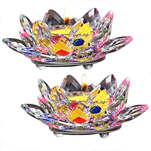 2Pcs Crystal Glass Lotus Tealight Candle Holders...