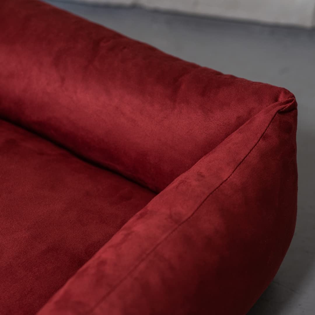 Hundebett Puffi Grosse Mittelgroße Kleine Hunde - Hundekissen Hundematte aus Alcantara-Stoff - Waschbar Kuschelig Langlebig Abriebfest Reißfest (XL+| 110x90cm, Rot)