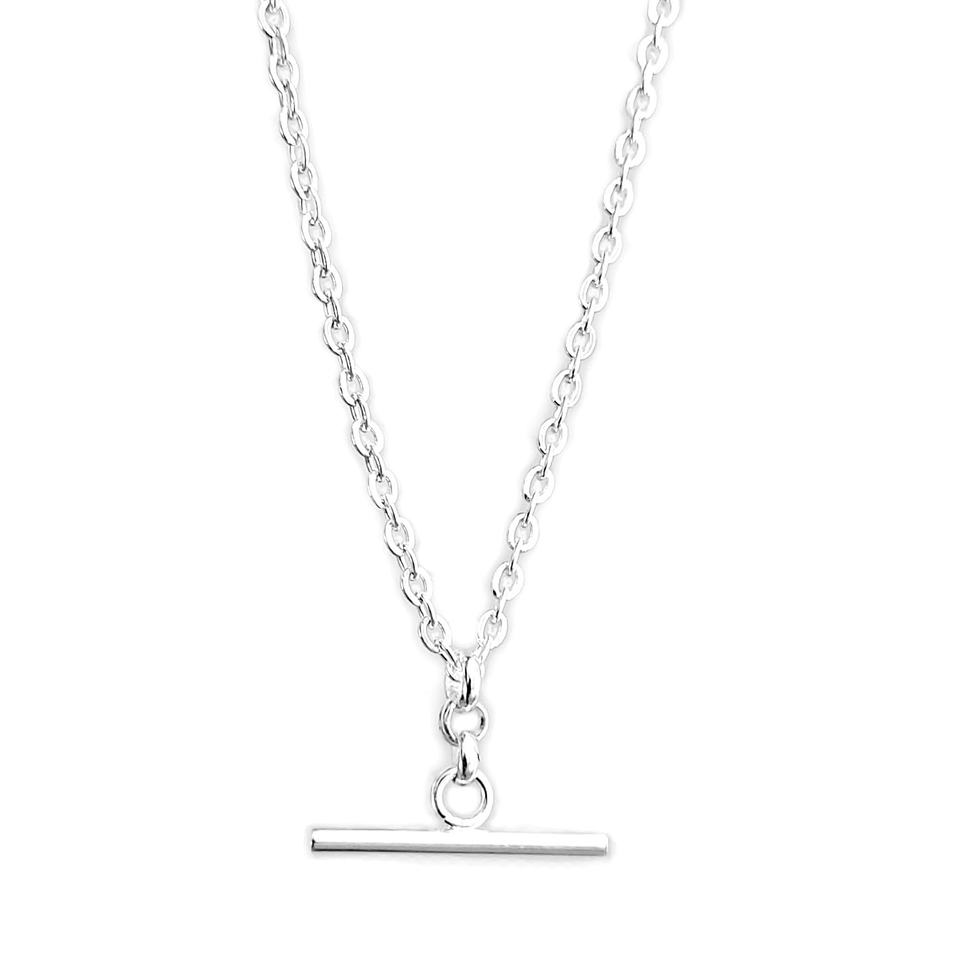 Source 24 inch T-bar Pendant Necklace with 18ct Gold plated 5mm thick Diamond Cut Curb Chain