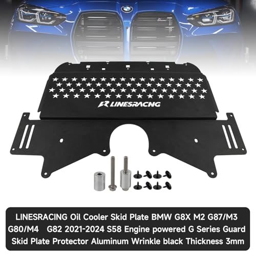 Image of Oil Cooler Skid Plate Compatible with BMW G80 G82 M3 M4 G87 M2 2021-2024 Aluminum Black