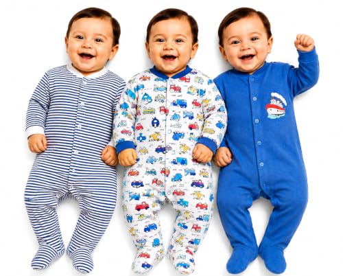 Image of EIO 100% Cotton Rompers /Sleep Suits /Jumpsuit /Night Suits for Baby Boys & Girls, Infants, New Born Pack of 3