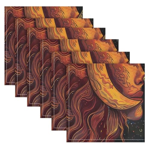 Yettasbin servilletas de tela boho sol luna set x6 50.5x50.5 cm miniatura 1