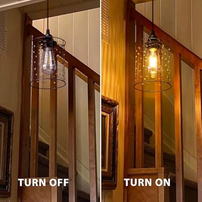 Battery Operated Hanging Outdoor Chandelier, Battery Power 5¡É¡É¨G6¡É¡É Pendant Light, Gazebo Lights Outdoor, 4 AA Batteries, For Gazebo, Pergola, Porch, Patio, Indoor Outdoor Decor Lighting (2)