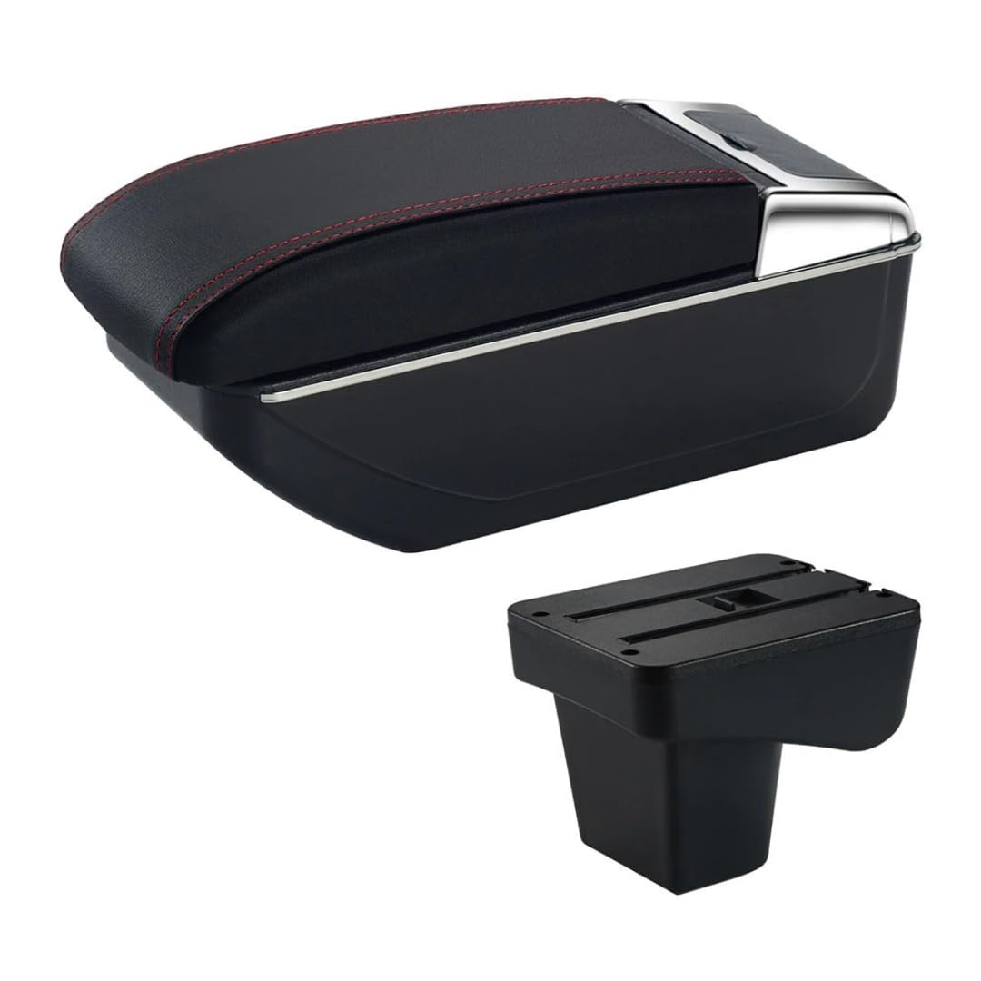 Toiumops Armrest for Suzuki Vitara, Car Armrest Box Center Console Store Box(A1 Red Line No USB)