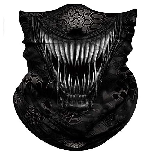 Obacle Motorcycle Face Mask Sun Dust Wind Protection Tube Mask Seamless Bandana Face Mask for Men Women Bike Riding Cycling Biker Fishing Outdoor Festival (White Teeth Black Mask)