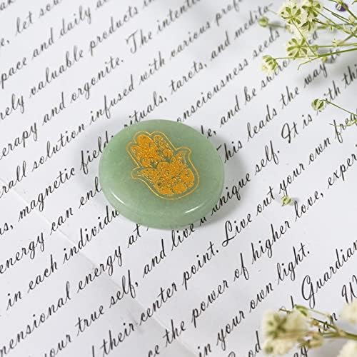 Soulnioi Fatima Palm Blessing Scented Candle Decorative Ornament Candle and 1pc Reiki Healing Crystal Green Aventurine Engraved Fatima Symbol Palm Stone