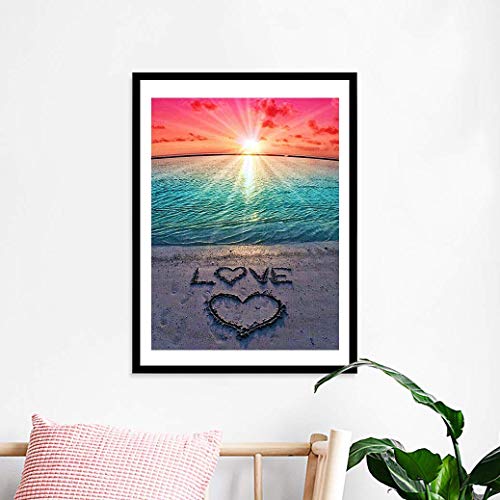 ALZERO Kit de broderie diamant 5D par numéro, strass en cristal, peinture à broder pour décoration murale, coucher de soleil, plage 11.8 x 15.7 inch Multicolore. – vue 7