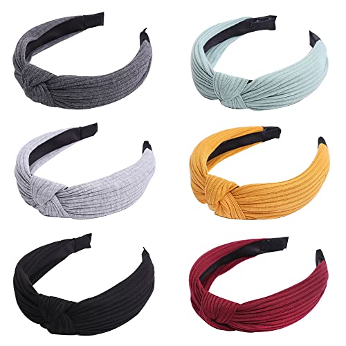 Loopunk 6 Pieces Hair Bows Cross Knot Wide Brim Hair Accessories with Flowers for Women and Girls (6 Colors) - Image 2