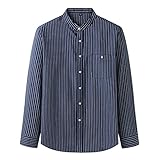 ZPLMIDE Herren-Hemd in Übergröße, gestreift, mit Stehkragen (6XL/10XL/175kg), lässiges Business-Langarm-Hemden, Tops