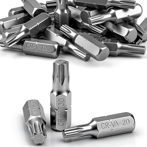 Nasxkji T20 Torx Bit Set 15 Stück Bits 25 mm Kohlenstoffstahl für Möbelmontage Hardware und Elektronikreparatur
