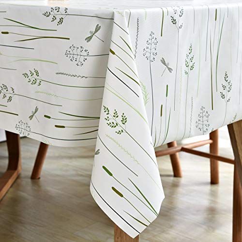 Lohascasa Vinyl Oilcloth Tablecloth Rectangle Heat Resistant/Oil-Proof Wipeable Thick Pvc Plastic Long Oblong Tablecloths For Spring Outside Picnic - Grass Ivory White 54 X 84 Inch #TOP1