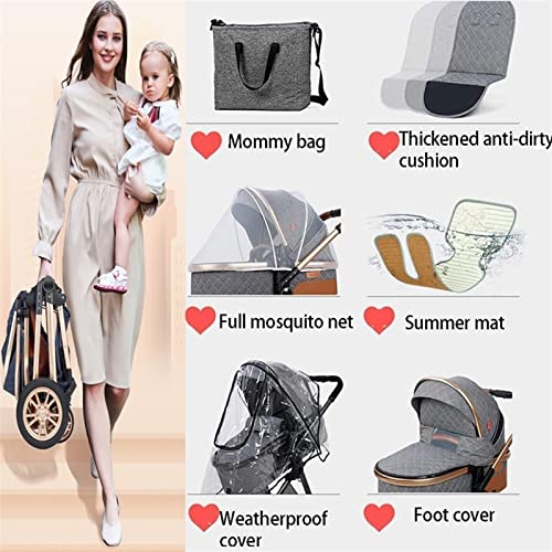 Luxe Baby Stroller Carriage 3 In 1 Umbrella Stroller met Carrier High Landscape Baby Priniekchair for pasgeboren… - Afbeelding 3