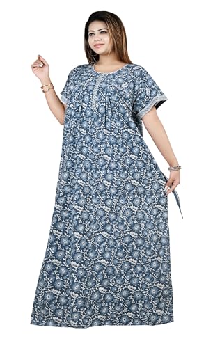 Image of Bejod's Collection Women Pure Cotton Nighty | Full Length Floral Printed Cotton Nighty Maxi | Soft & Breathable Nightwear (L-4XL)