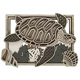 LEOGOR Multilayer Sea Turtle Wall Art - Wall Picture of Turtle - Handcrafted Framed Nautical Wooden
