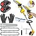 2-in-1 Cordless Pole Saw and Mini Chainsaw,6 Inch Mini Chainsaw Cordless with Extension Pole,Brushless Electric Pole Saw Long Reach Battery Powered Pole Saws for Tree Trimming Pruning and Wood Cutting