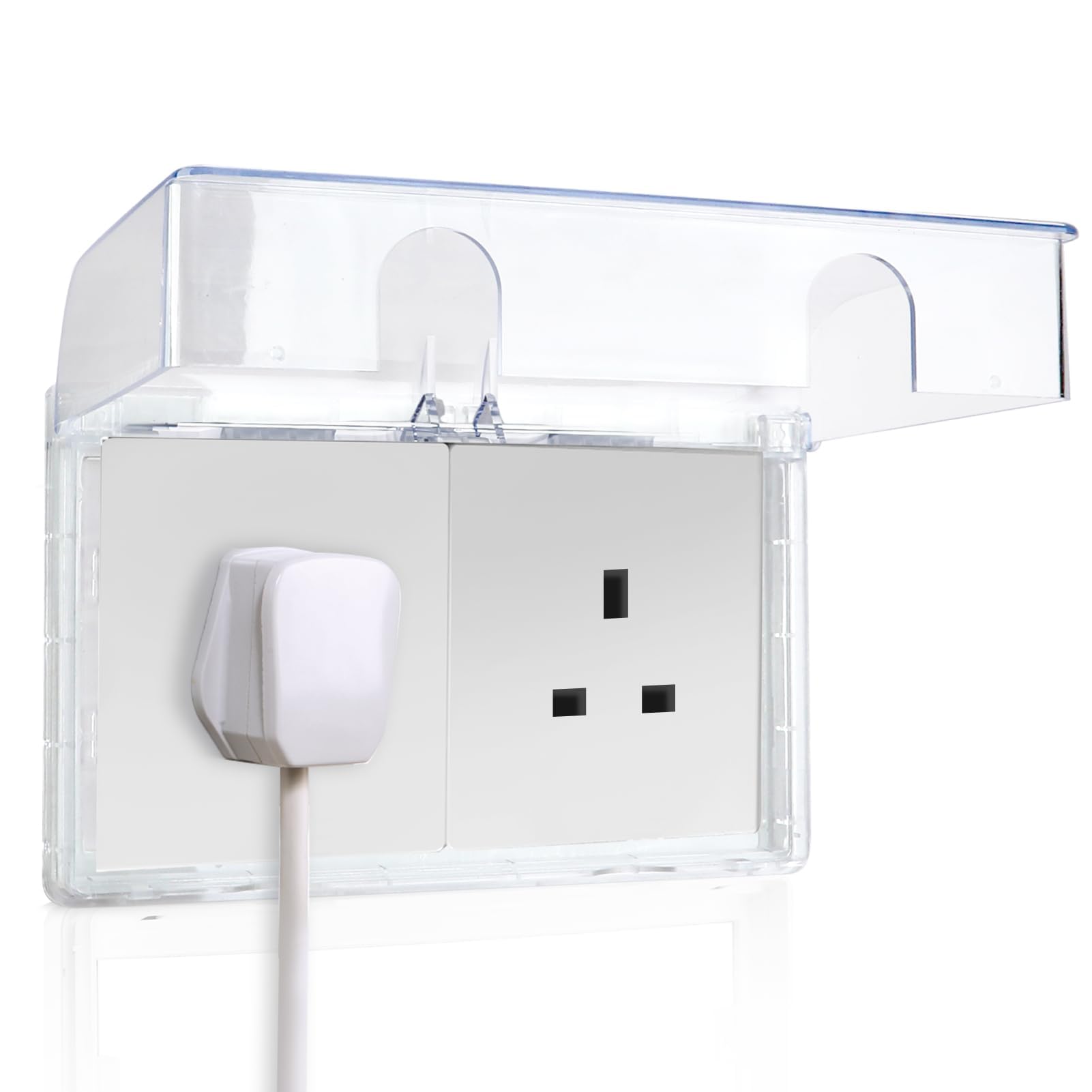 NALACAL Socket Cover Box, Childproof Electrical Outlet Protector, Waterproof Plug & Light Switch Guard, Baby Proofing Safety for Home Security, 86-Type Double-Position Socket Cover (Transparent)