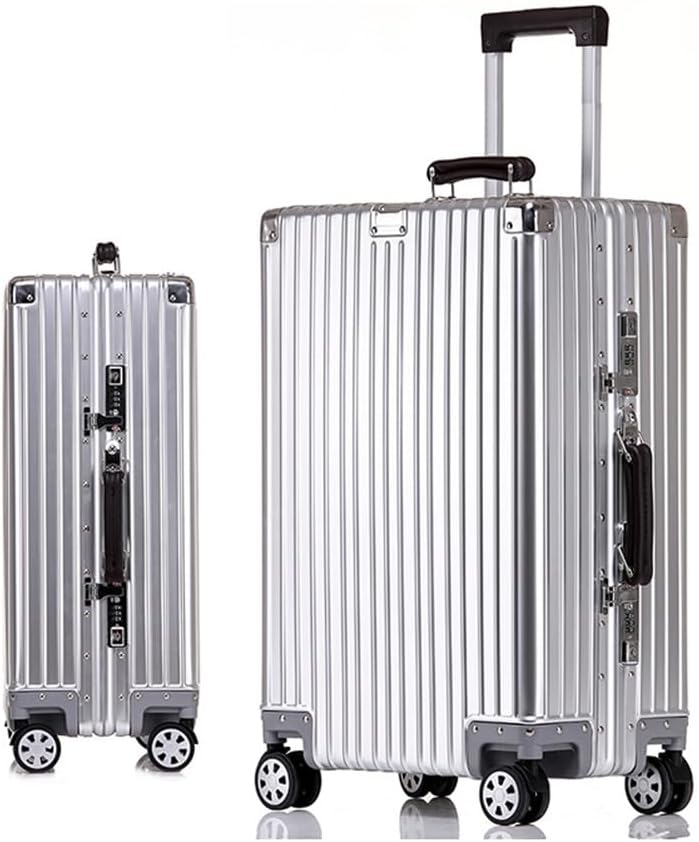 Aluminium Suitcase Large Silver Cabin Suitcase Hand Luggage Suitcase with Spinner Wheels TSA Combination Lock 5.26in