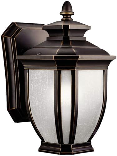 Miniatura 6 de Kichler Salisbury - Lámpara de pared para exteriores de 10.25 pulgadas con vidrio de lino blanco en bronce frotado