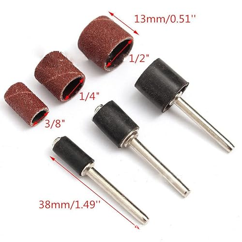 Gdrasuya10 102Pcs Grinding Accessories Large&Medium&Small Sand Rings Drum Mandrels 120Grit Sanding Drum Sleeves Sandpaper Ring Abrasive Block Rubber Roller Grit Set For Polishing thumb #2