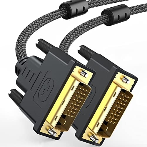 UOOI DVI Cable 10FT, DVI-D to DVI-D (24+1)– M/M Double Shielding Digital Cord with Two Ferrite Core and PET Braided for Gaming, DVD, Laptop, HDTV and Projector - Gold Plated