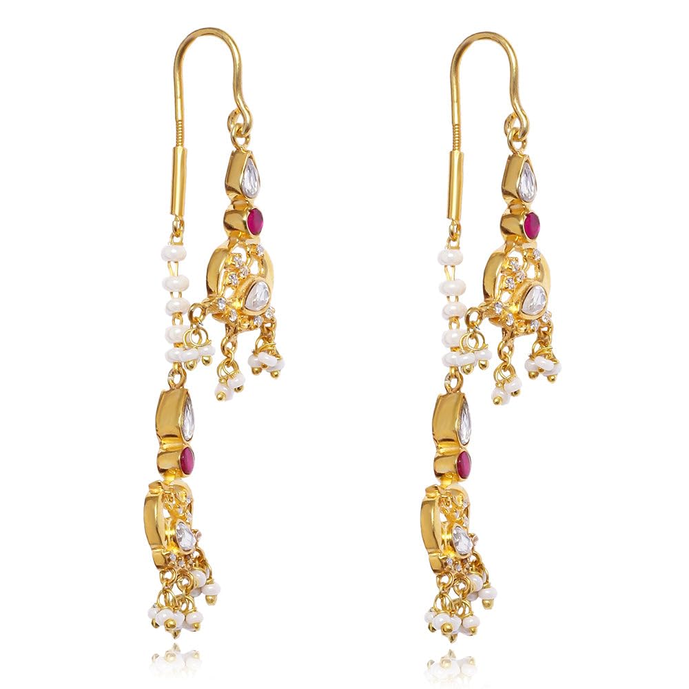 unniyarcha 92.5 Silver Gold Plated Sui Dhaga Earrings | Modern Threader Style | Handcrafted Elegant Jewelry Design for Gift Women with Love | 6 Months Warranty-picture-14