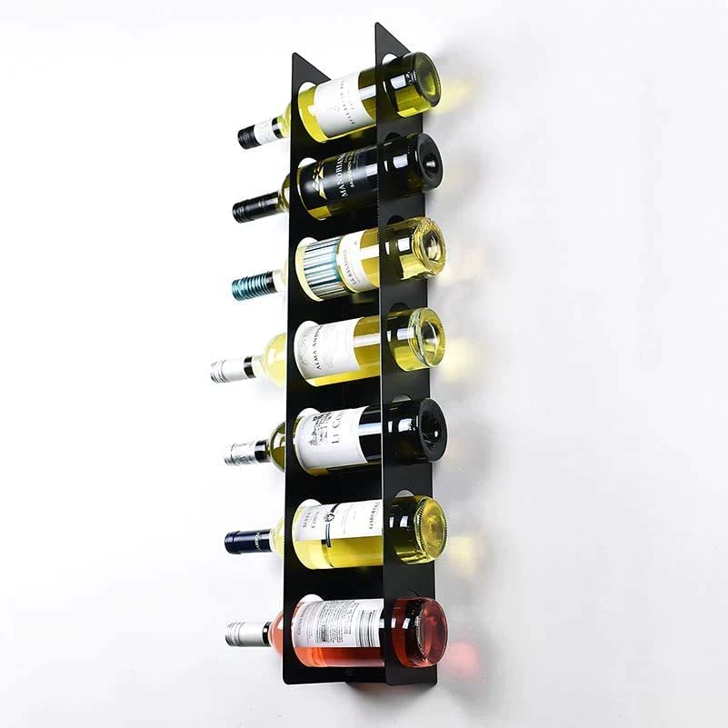 Okunai Steel Wall Mounted Cabinet Narrow Wine Rack - Durable, Tall Vertical Bottle Holder Storage - Small Wine Rack for Bar, Home, Wine Cellar, Kitchen (Grey - 6 Bottle Capacity)