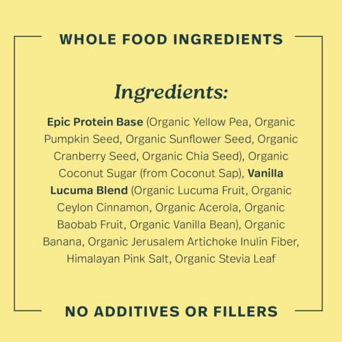 Image of Sprout Living Epic Protein, Plant Based Protein & Superfoods Powder, Vanilla Lucuma Powder | 20 Grams Organic Protein Powder, Vegan, Non Dairy, Non-GMO, Gluten Free, Low Sugar (2 Pound, 24 Servings)
