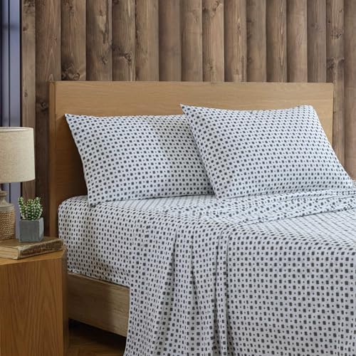 Image of Eddie Bauer - Full Sheet Set, Premium Cotton Percale Bedding Set, Super Soft Home Decor, Oeko-Tex Certified (Fairisle Sprinkle Black, Full)
