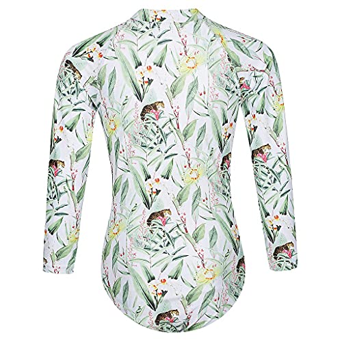 Tame The Sun Long Sleeve Swimsuit For Girls, Upf 50+, Ages 6-14, One Piece Rash Guard Bathing Suit Jungle #TOP2