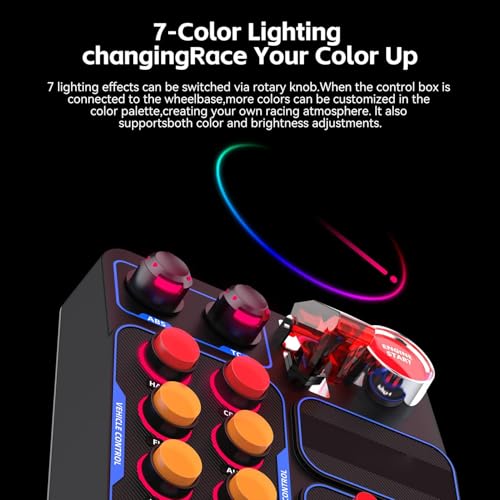 Cuifati Caja de Control Central Simulator Race, 19 Botones 30 Opciones Programables Puerto USB con Retroiluminación RGB, con Interruptor de Palanca para Arranque y Parada del Motor, - imagen 5