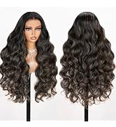 TESLAL Balayage Wear and Go Glueless Wig Pre Cut HD Lace 6X6 Lace Wig 30 Inch 260% Density 1B/27 ...