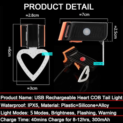 Rechargeable Bike Tail Light LED Bicycle Rear Light Cycling