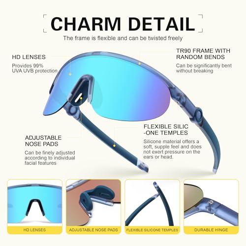 suoso Kids Baseball Sunglasses for Girls: Boys UV400 Protection for Youth Children Age 4-9 Cycling Football Sports Glasses4