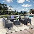 JORVIMAX Patio Furniture Set, All-Weather Outdoor Sectional Patio Furniture Set Including 7-Seated Sofa, for Any Patio,Dark Grey