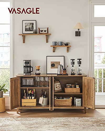 VASAGLE-Storage-Cabinet-Buffet-Cabinet-Sideboard-Credenza-with-Adjustable-Shelves-for-Living-Room-Entryway-Rustic-Walnut-ULSC381T41 VASAGLE Storage Cabinet Buffet Cabinet Sideboard Credenza with Adjustable Shelves for Living Room Entryway Rustic Walnut ULSC381T41