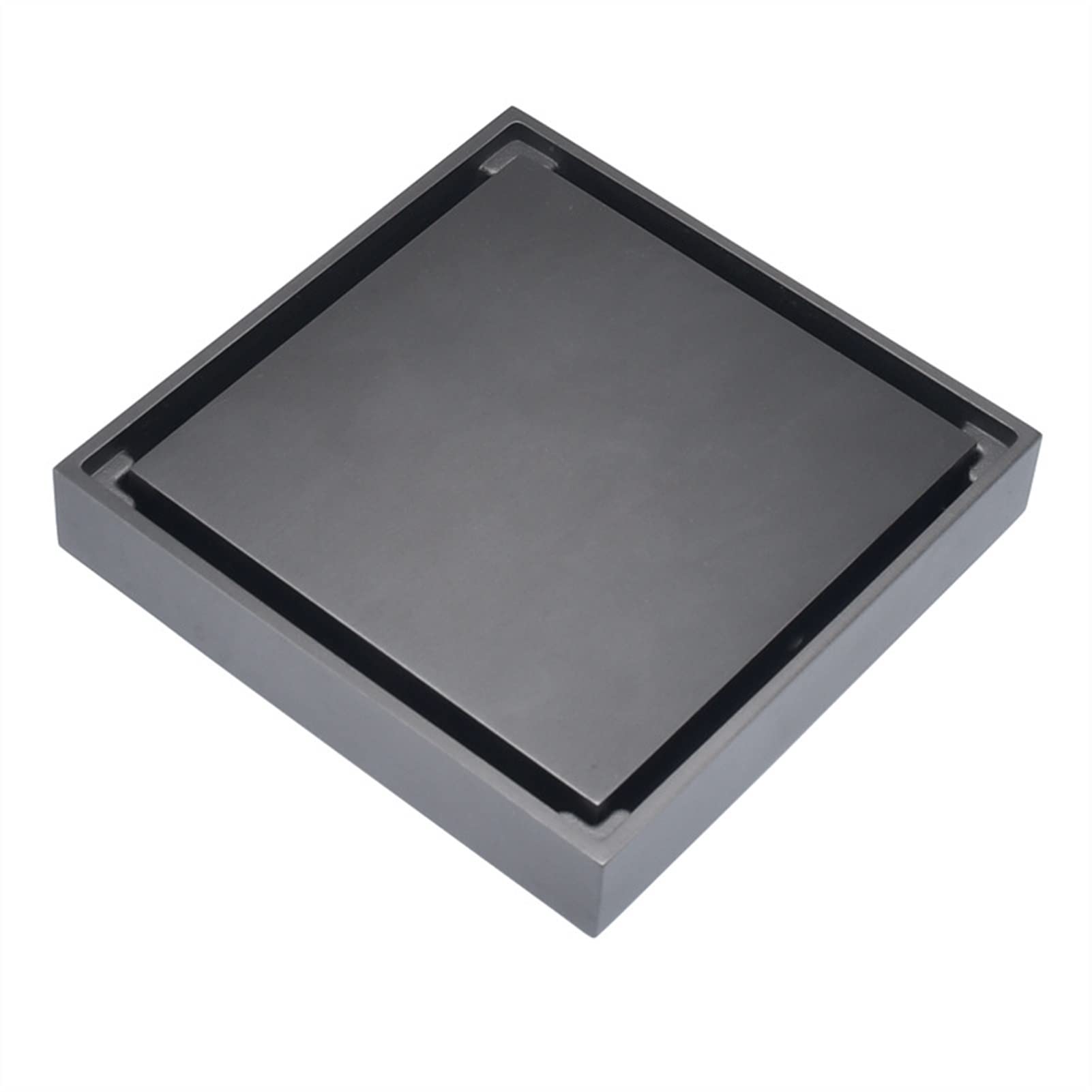 Piletta Doccia a Pavimento, Scarico a Pavimento Quadrato Ottone con Rivestimento Quadrato Rimovibile Coperchio Invisibile, per Bagno Doccia WC Giardino 10 * 10 cm (Blanco : Gris)